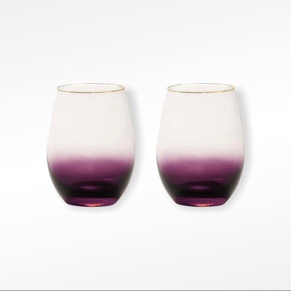 Anna New York Amethyst Ombre Wine Glasses 24k rim new in box ! Set of 2 - Picture 2 of 4